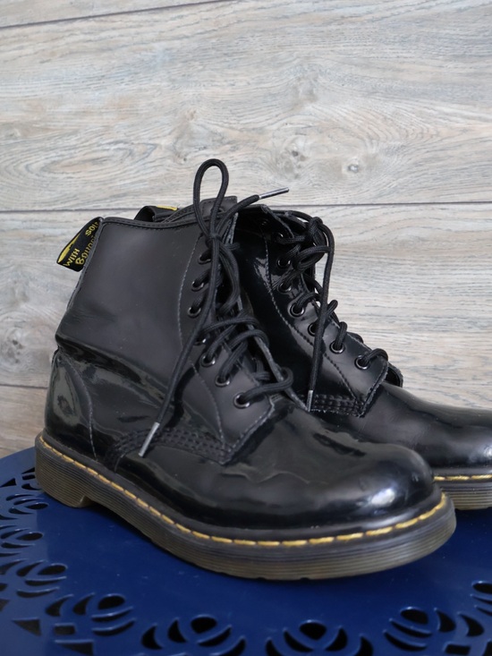 Dr. Martens Other - Dr. Martens 1460 Black Patent 8 Eye Lace-Up Boots with classic Yellow Stitching